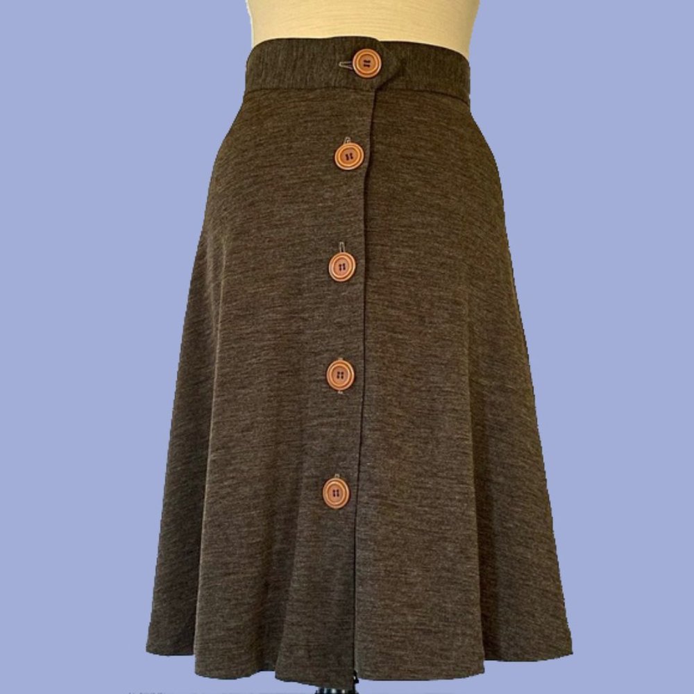 Vintage Brown Button-Front Skirt